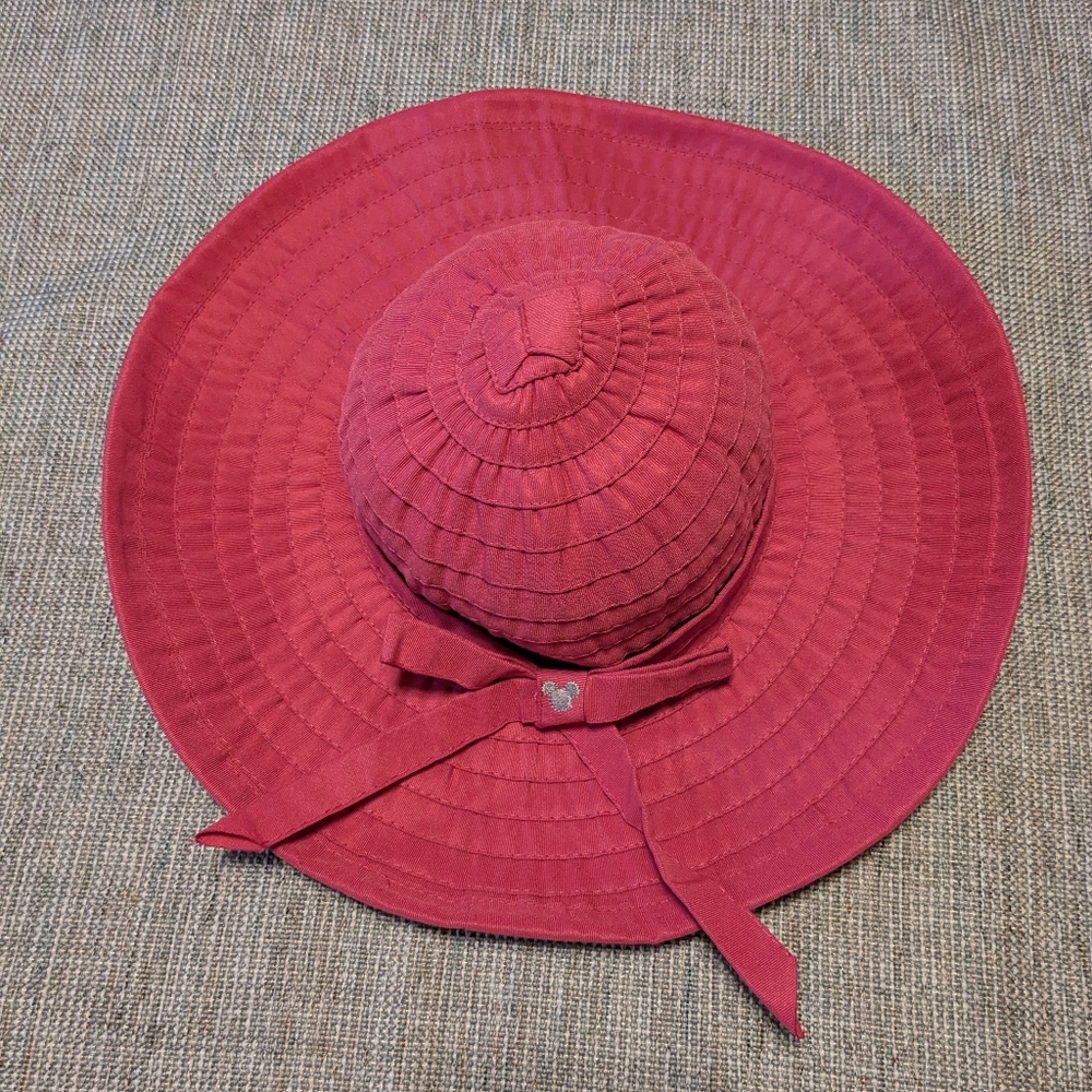 Disney Hot Pink Wide Brim Sun Hat Packable One Size